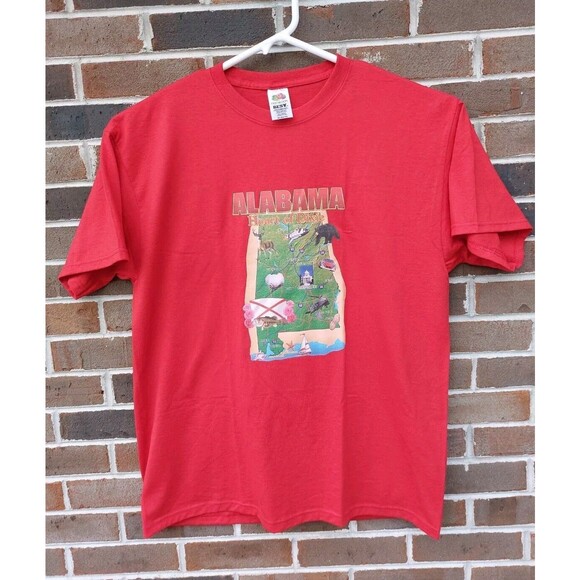 Vintage Alabama The Heart Of Dixie TShirt Map Size XL Extra Large Red - Picture 2 of 4